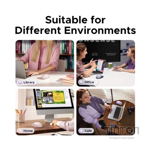 Мишка Ugreen M331 Wireless/Bluetooth Purple (65626)