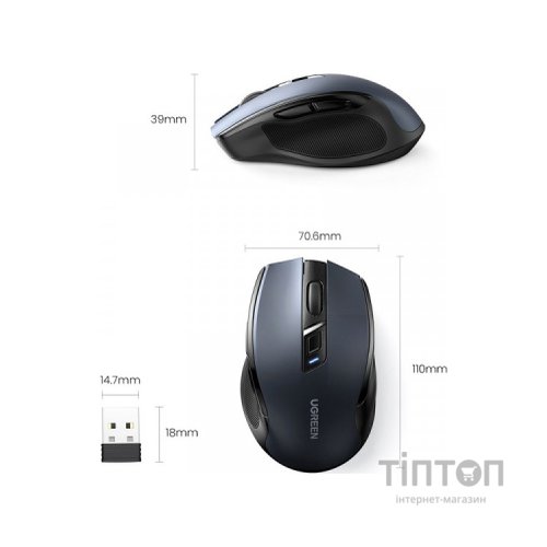 Мишка Ugreen MU006 Ergonomic Wireless Black (90545)