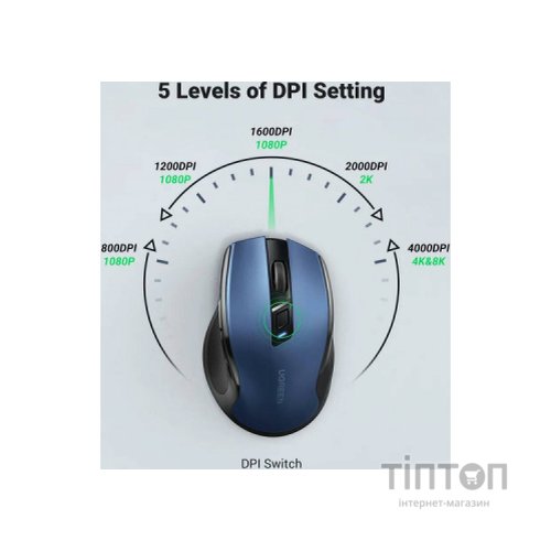 Мишка Ugreen MU006 Ergonomic Wireless Blue (15064)