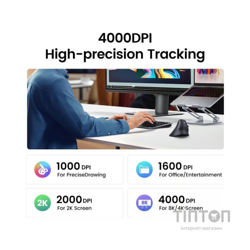 Мишка Ugreen MU008 Vertical Wireless Black (25444)