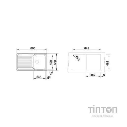 Мийка кухонна Blanco 511942 TIPO 45S СТАЛЬ