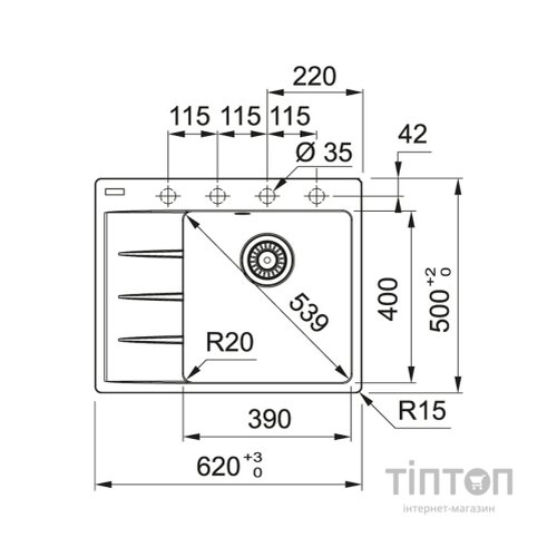Мийка кухонна Franke Centro CNG 611-62 TL (114.0630.451)