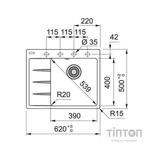 Мийка кухонна Franke Centro CNG 611-62 TL /114.0630.458 (114.0630.458)