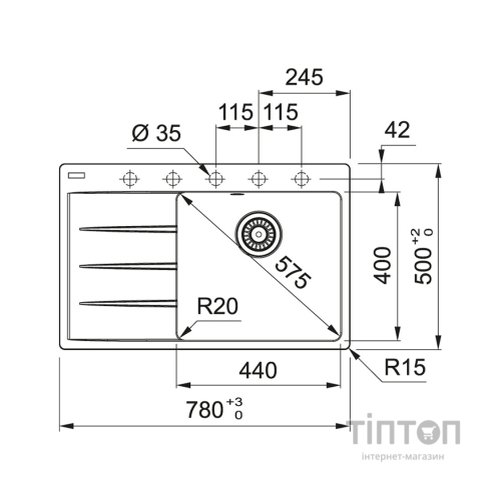 Мийка кухонна Franke Centro CNG 611-78 TL (114.0630.467)