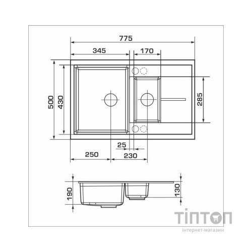 Мийка кухонна GRANADO LEON black shine (gr1001)
