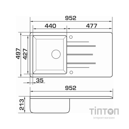 Мийка кухонна GRANADO MORA gris