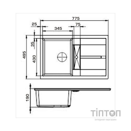 Мийка кухонна GRANADO VALENCIA black shine (gr0701)