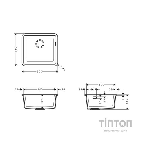 Мийка кухонна Hansgrohe S51 S510-U450/43431290 (43431290)