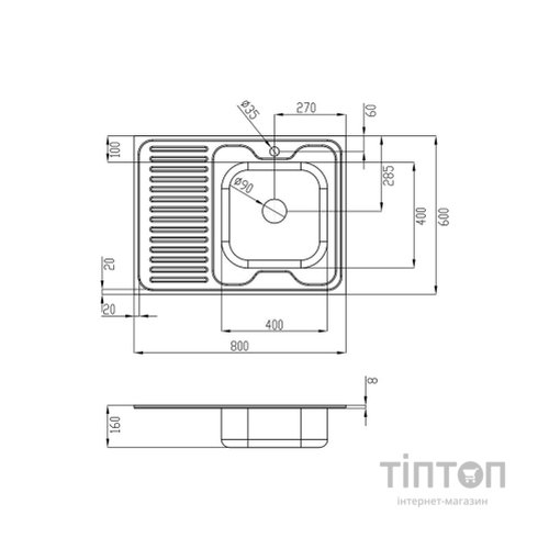 Мийка кухонна Kroner Satin-6080R 06160 (CV022826)