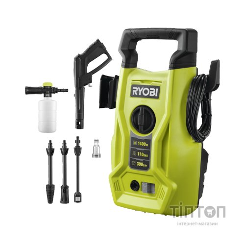 Мийка високого тиску Ryobi RY110PWA, 1400Вт, 110Бар, 390 л/год (5133005365)