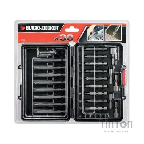 Набір біт Black&Decker PH0,PH1,SL4,SL6,Pz1,Pz2,Тx10,Тx20,L 25,50,75 мм,38 шт, кейс (A7202)
