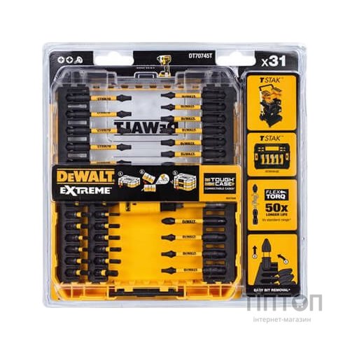 Набір біт DeWALT EXTREME FLEXTORQ, Phillips, Pozidriv, Torx, T25, L = 25,57 мм, 31 шт, кейс (DT70745T)