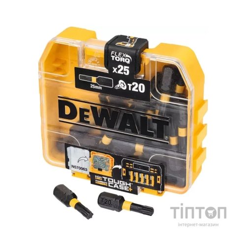 Набір біт DeWALT EXTREME FLEXTORQ, Torx, T20, L = 25 мм, 25 шт, кейс TOUGH CASE (DT70557T)