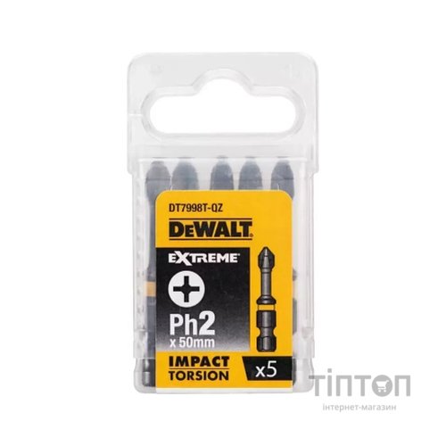Набір біт DeWALT IMPACT TORSION, ударні, Philips, Ph2, L = 50 мм, 5 шт (DT7998T)