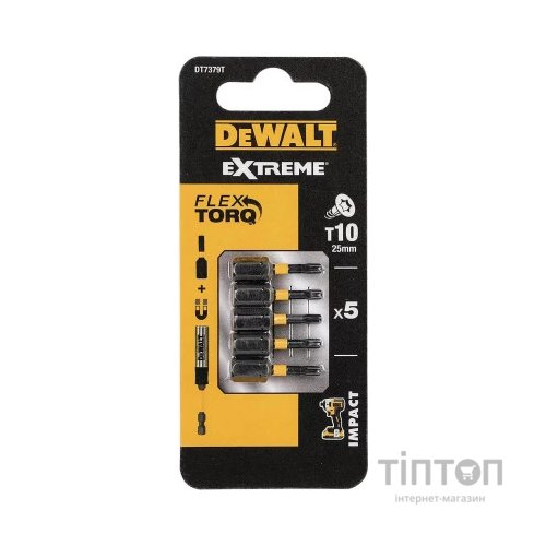 Набір біт DeWALT IMPACT TORSION, ударні, Torx, Т10, L = 25 мм, 5 шт (DT7379T)