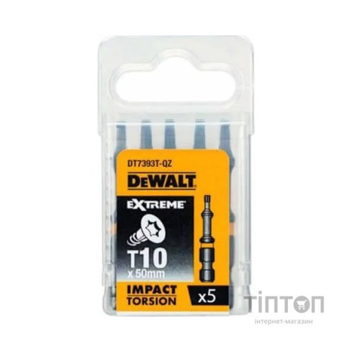 Набір біт DeWALT IMPACT TORSION, ударні, Torx, Т10, L = 57 мм, 5 шт (DT7393T)