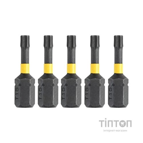 Набір біт DeWALT IMPACT TORSION, ударні, Torx, T15, L=25 мм, 5 шт (DT7380T)