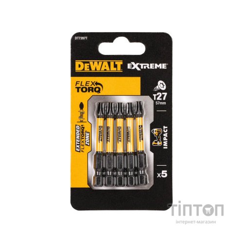 Набір біт DeWALT IMPACT TORSION, ударні, Torx, Т27, L=57 мм, 5 шт (DT7397T)