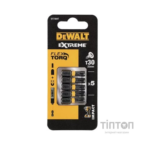 Набір біт DeWALT IMPACT TORSION, ударні, Torx, Т30, L = 25 мм, 5 шт (DT7384T)