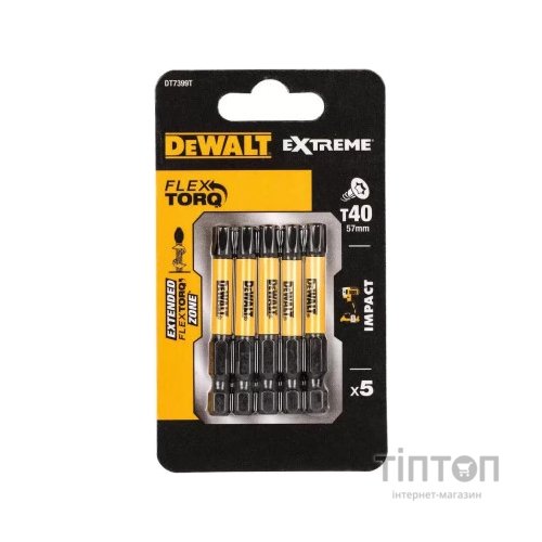 Набір біт DeWALT IMPACT TORSION, ударні, Torx, Т40, L=57 мм, 5 шт (DT7399T)