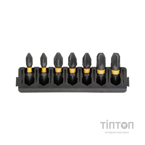 Набір біт DeWALT в касеті для Tough Case, FlexTorq, L = 25 мм, Pz1 – 2 шт, Pz2 – 3 шт, Pz3 – 2 шт (DT70812)