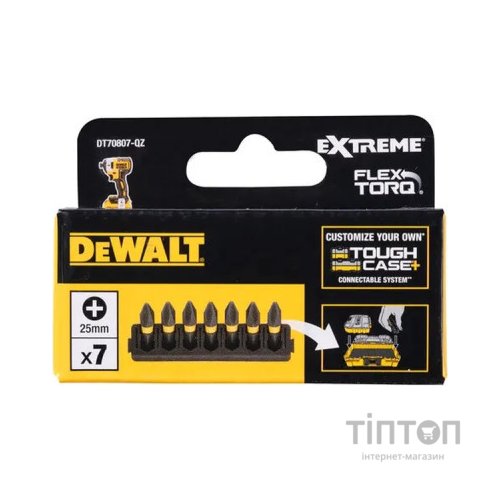 Набір біт DeWALT в касеті для Tough Case, FlexTorq, L = 25 мм, Рh2, 7 шт (DT70807)