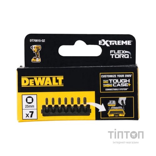 Набір біт DeWALT в касеті для Tough Case, FlexTorq, L 25 мм, SQ1-2 шт, SQ2-3 шт, SQ3-2 шт (DT70815)