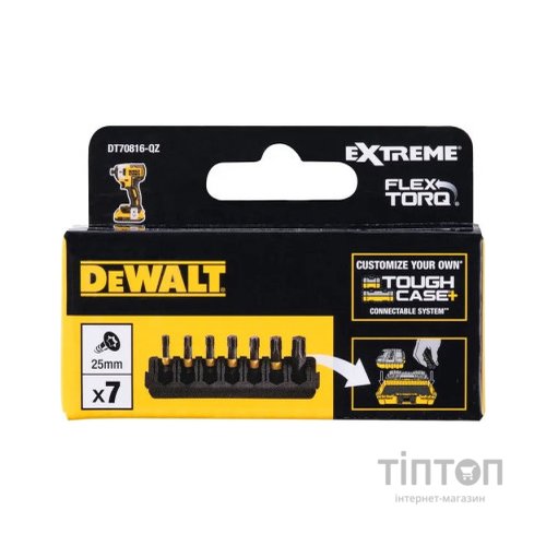 Набір біт DeWALT в касеті для Tough Case, FlexTorq, L25 мм,Т15,Т20-2 шт, Т25-2 шт,Т30,Т40 (DT70816)