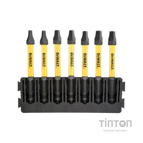 Набір біт DeWALT в касеті для Tough Case, FlexTorq, L57 мм, SQ1 2 шт. SQ2 3 шт. SQ3 2 шт. (DT70824)