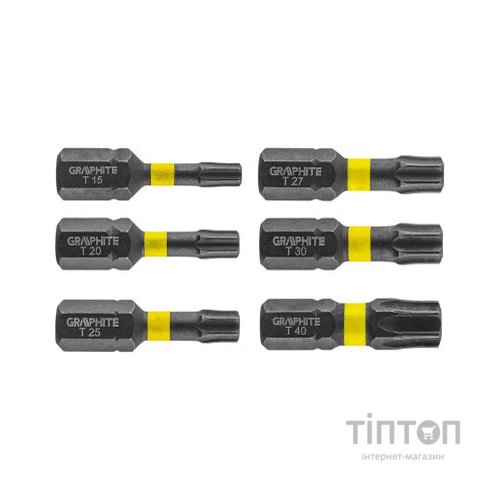 Набір біт Graphite ударних TX10/15/20/25/30/40 x 25 мм, 6 шт. (56H541)