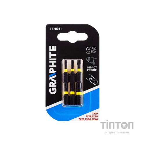 Набір біт Graphite ударних TX10/15/20/25/30/40 x 25 мм, 6 шт. (56H541)