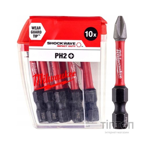 Набір біт Milwaukee SHOCKWAVE, PH2, 50мм, 10шт (4932430855)