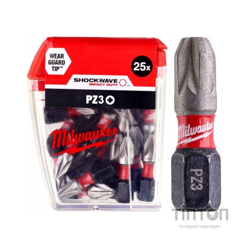 Набір біт Milwaukee SHOCKWAVE, PZ3, 25мм, 25шт (4932430869)
