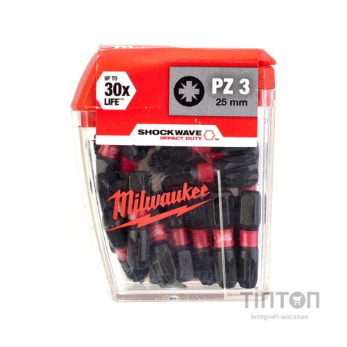 Набір біт Milwaukee SHOCKWAVE, PZ3, 25мм, 25шт (4932430869)