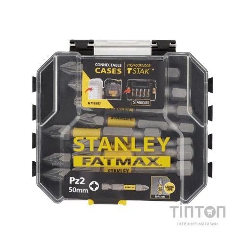 Набір біт Stanley FatMax, Pozidriv, Pz2, L = 50 мм, 10 шт, кейс (STA88572)