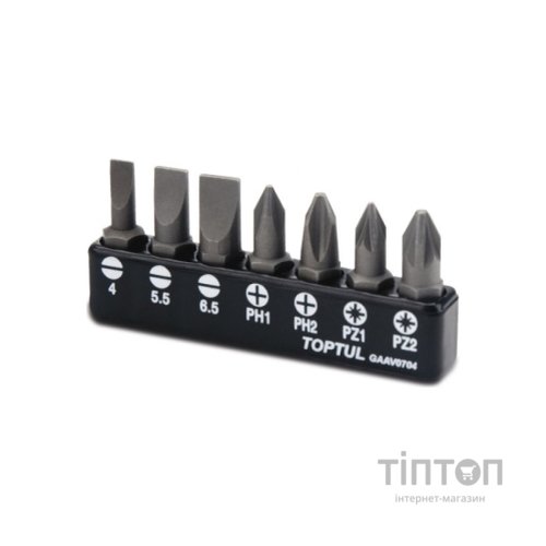 Набір біт Toptul 1/4" 7од. (SL: 4*0.5, 5.5*1, 6.5*1.2; PH1, PH2; PZ1, PZ2) (GAAV0704)