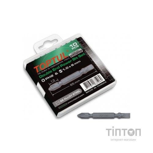 Набір біт Toptul двосторонніх 1/4" PH2хSL6 L65мм 10шт. (GAAW1004)