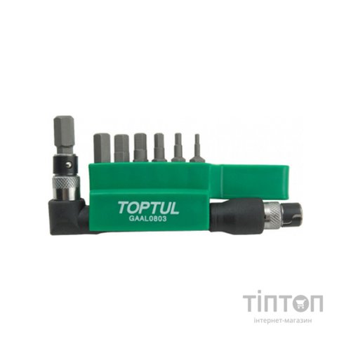 Набір біт Toptul с Г-обр. перехідником 1/4" HEX 2-8мм 8од. (GAAL0803)