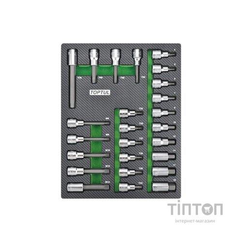 Набір біт Toptul впресованих в головку 1/2" 25од. (в ложементі) (GEB2501)