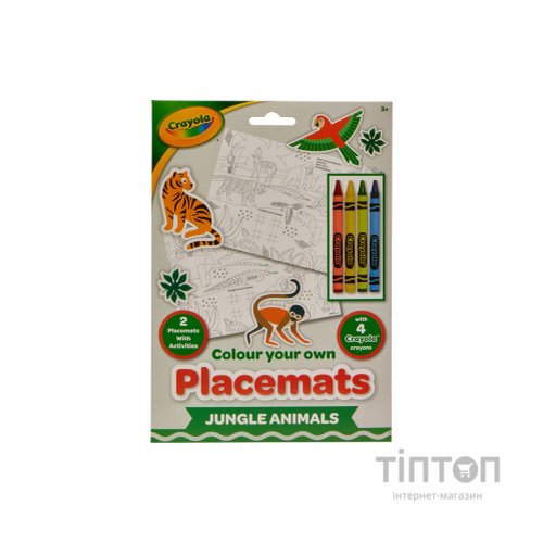 Набір для творчості Crayola Підложки-розмальовки "Джунглі" 2 шт з олівцями (15755-A)