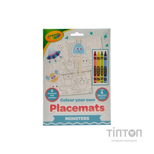 Набір для творчості Crayola Підложки-розмальовки "Монстри" 2 шт з олівцями (15755-B)