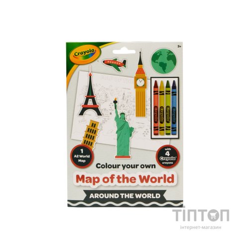 Набір для творчості Crayola Розмальовка Карта світу: Навколо Землі З олівцями (15693)