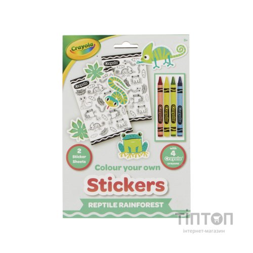 Набір для творчості Crayola Розмальовки-наліпки Рептилії в тропічному лісі З олівцями (15754-A)