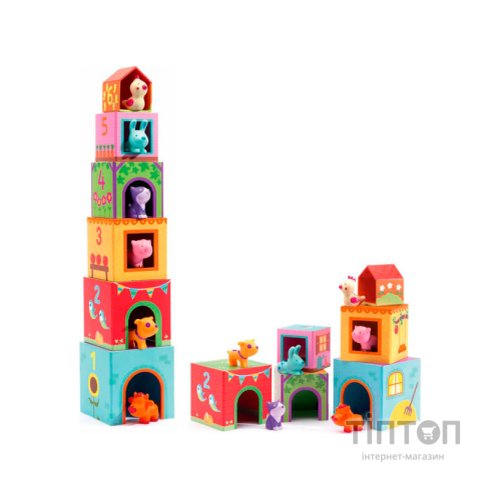 Набір для творчості DJECO Топанимо ферма 6 кубиків +6 тварин (DJ09108) дитяча творчість