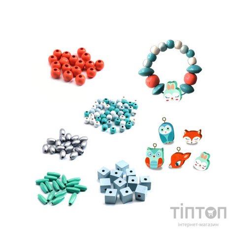 Набір для творчості Djeco з дерев'яними намистинами Маленькі тварини (DJ09807)