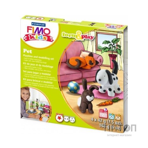 Набір для творчості Fimo Kids Домашні улюбленці 4 кольори х 42 г (4007817806036)