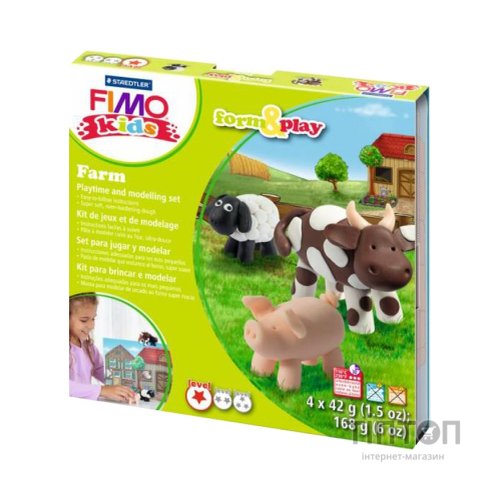 Набір для творчості Fimo Kids Ферма 4 кольори х 42 г (4007817806012)