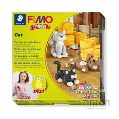 Набір для творчості Fimo Kids Котики 4 кольорих 42 г (4007817032596)