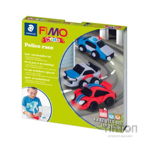 Набір для творчості Fimo Kids Поліцейські авто 4 кольори х 42 г (4007817066546)