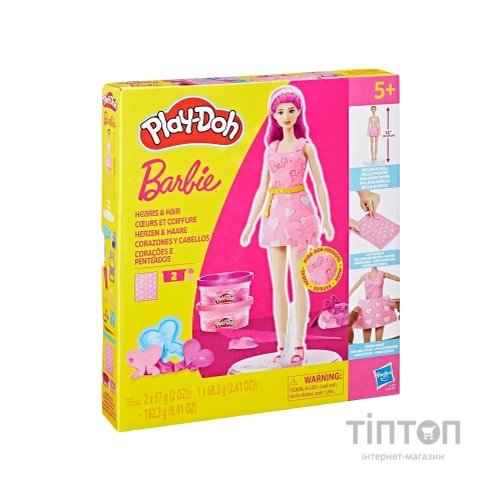 Набір для творчості Hasbro Play-Doh Barbie Серця та волосся з масою для ліплення (G1357)